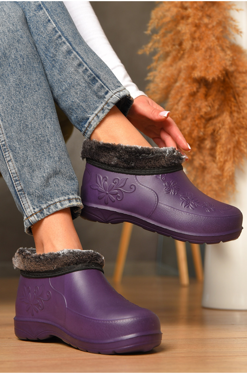 Галоши женские на меху фиолетового цвета Payas квітка 207520