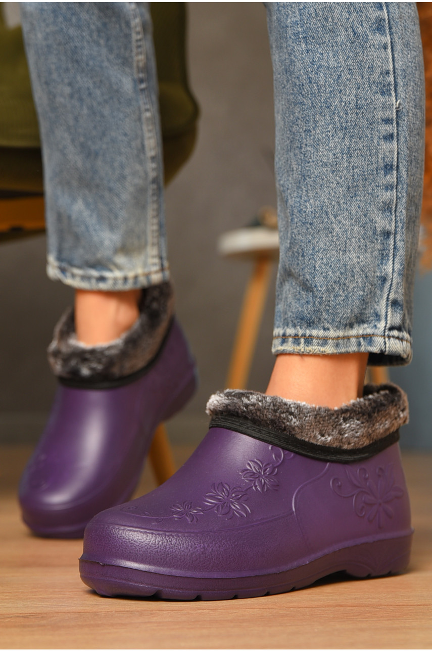 Галоши женские на меху фиолетового цвета Payas квітка 207520