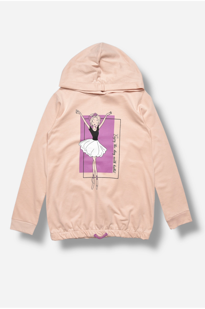 Кофта детская для девочки бежевого цвета с принтом 3125 207521