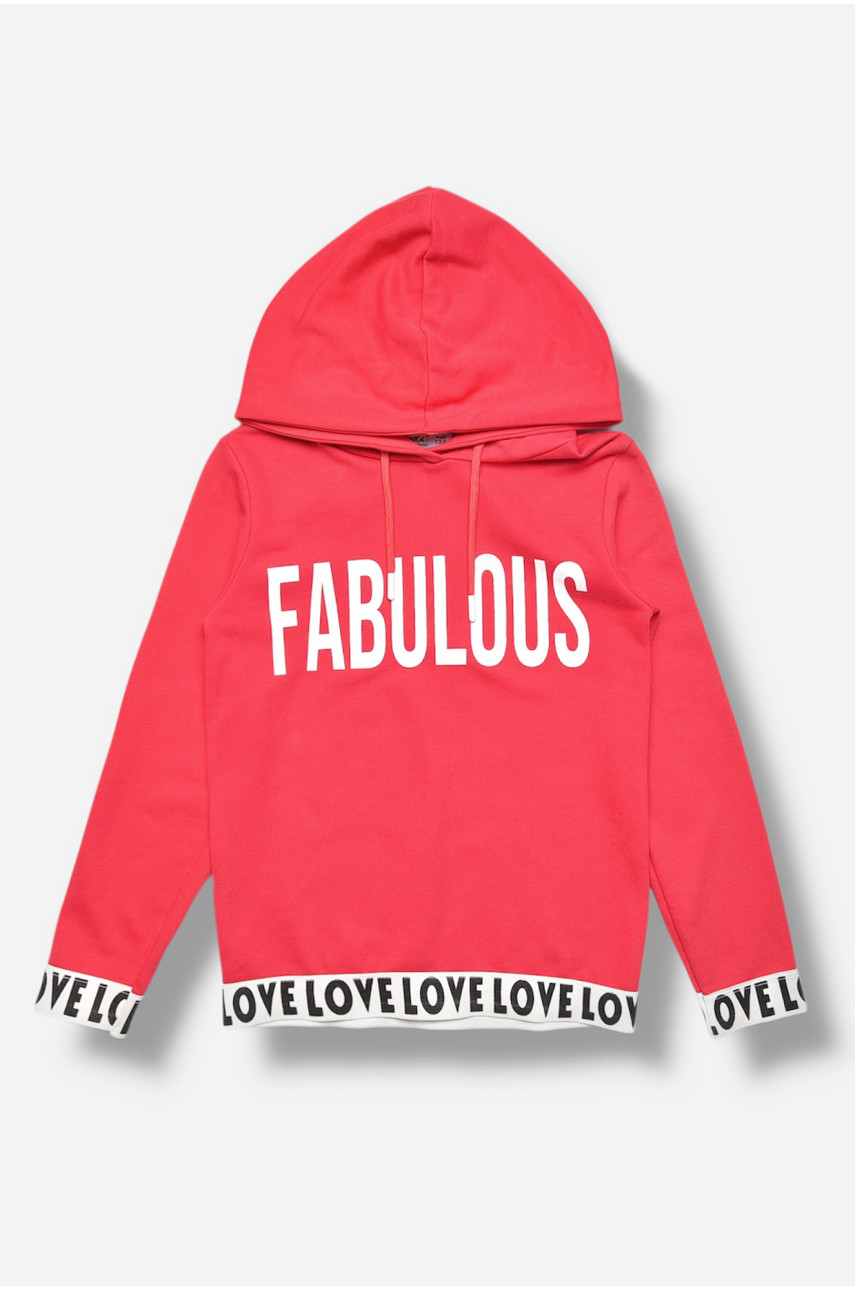 Кофта подростковая для девочки розового цвета с принтом 30904 207522