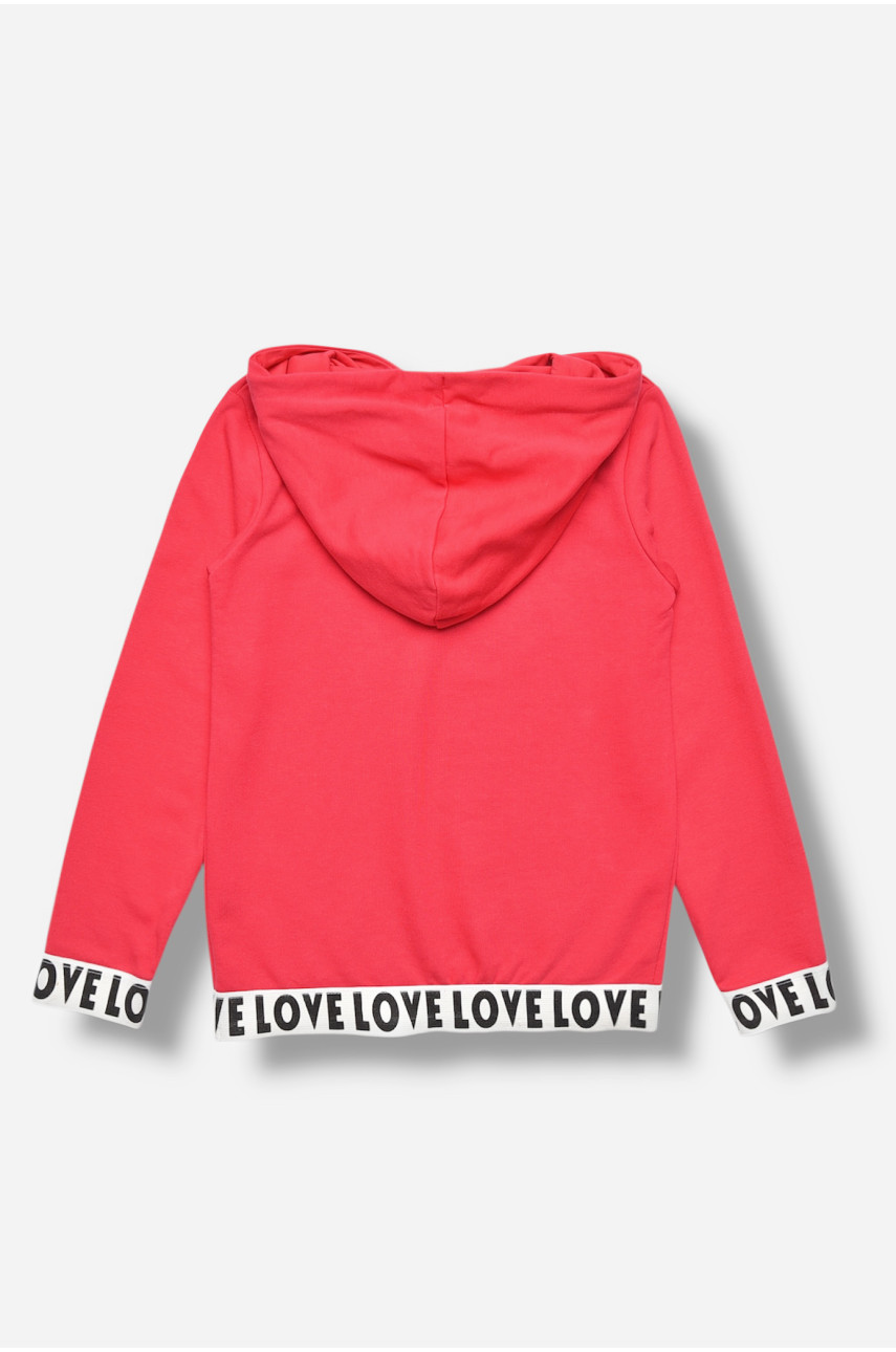 Кофта подростковая для девочки розового цвета с принтом 30904 207522