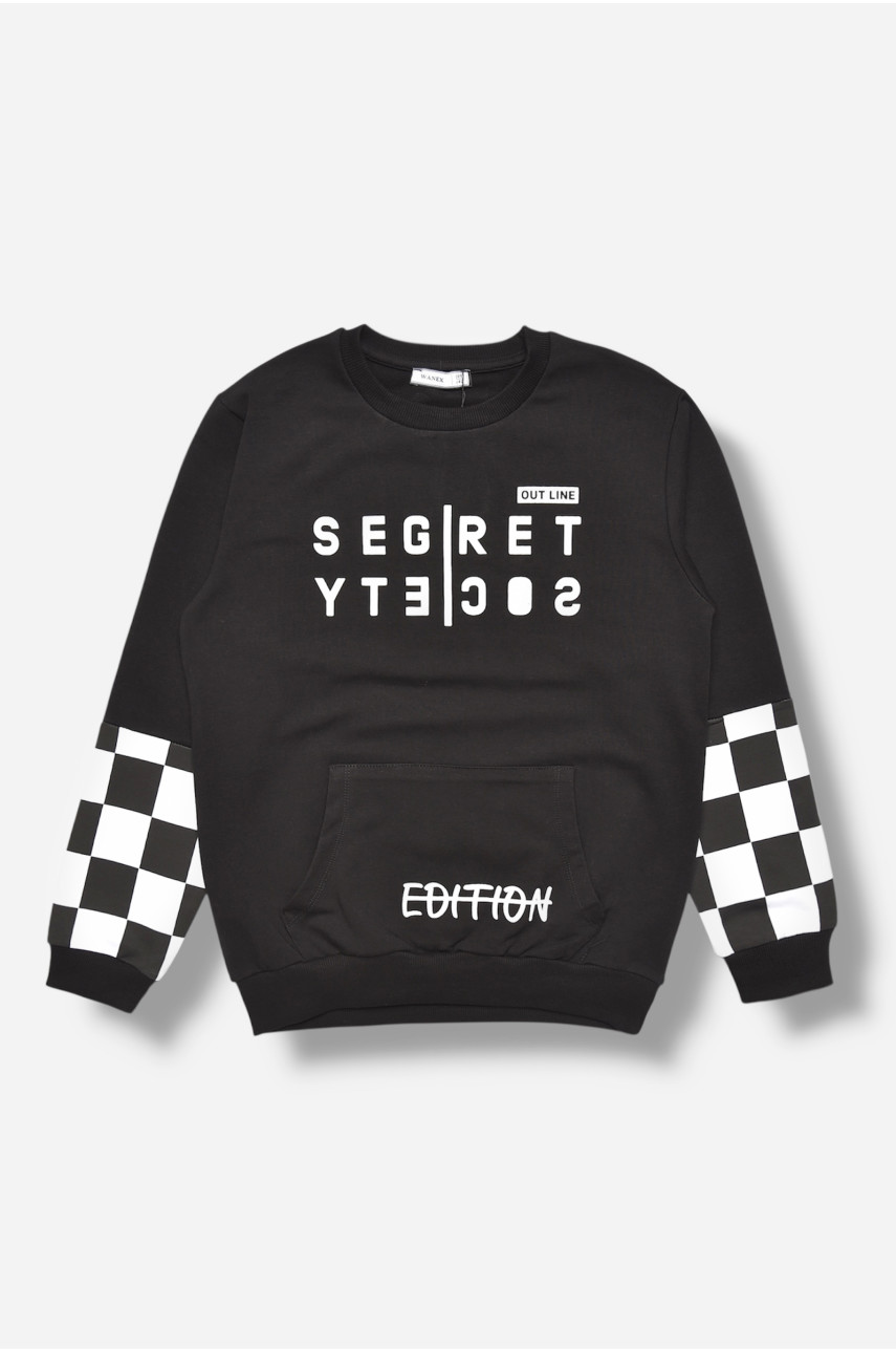 Кофта детская для мальчика черного цвета с принтом 207524