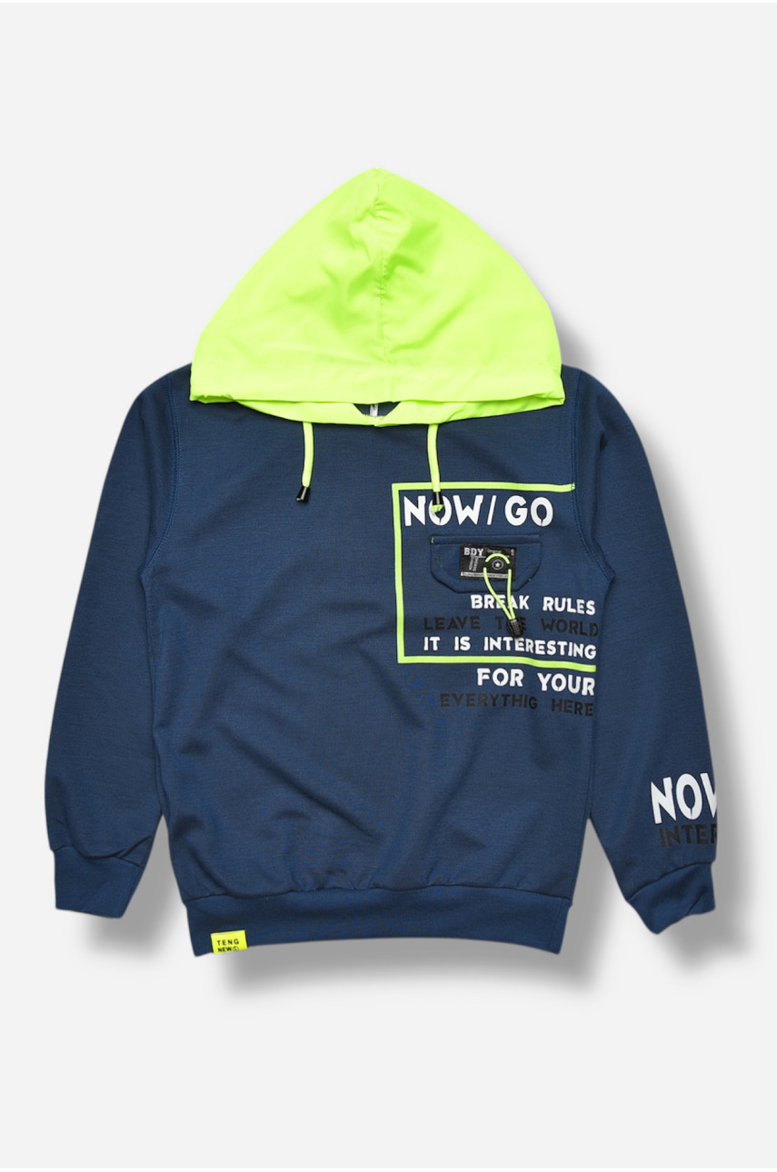 Кофта детская для мальчика синего цвета с принтом 2668 207532