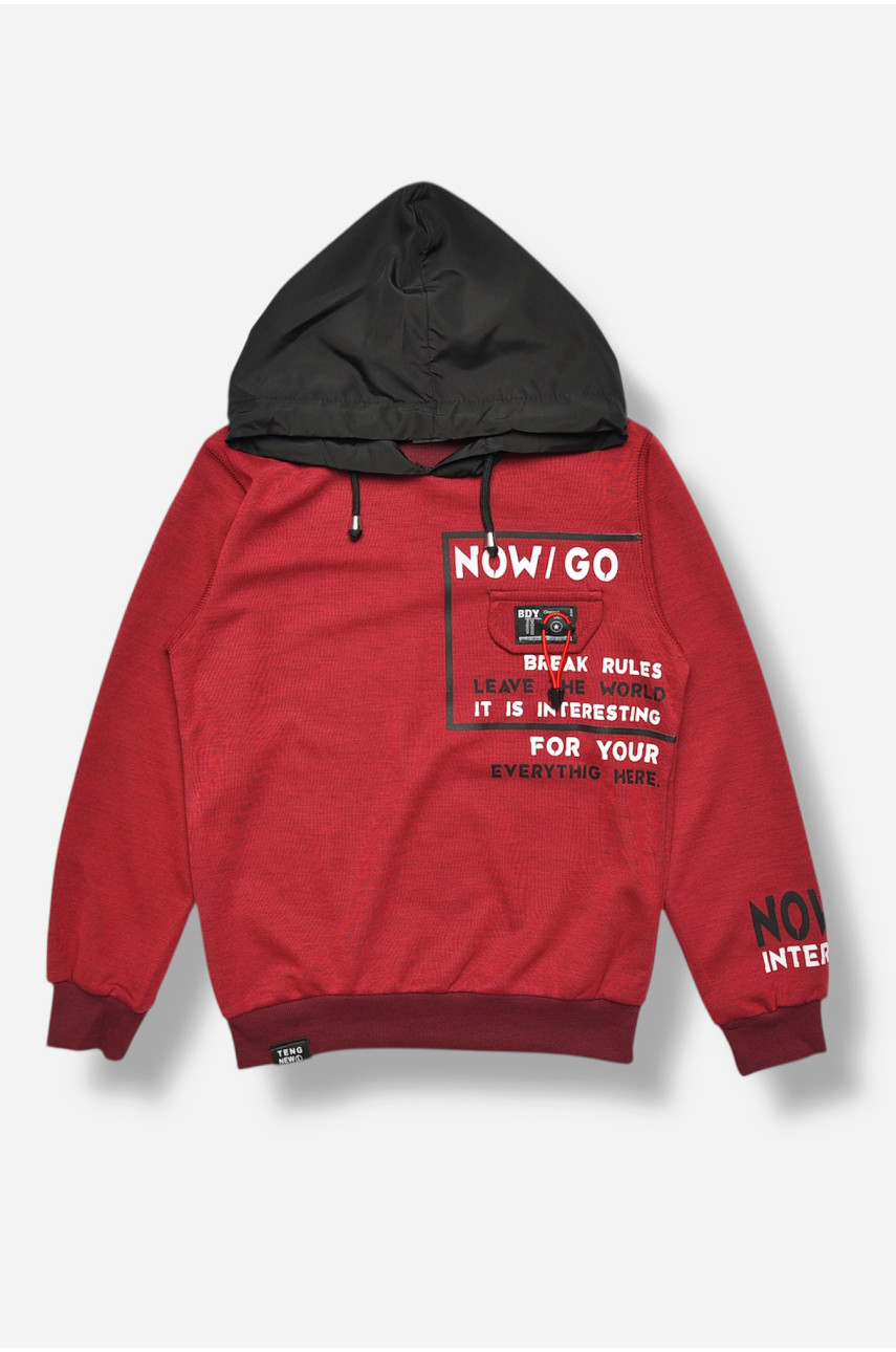 Кофта детская для мальчика бордового цвета с принтом 2668 207537