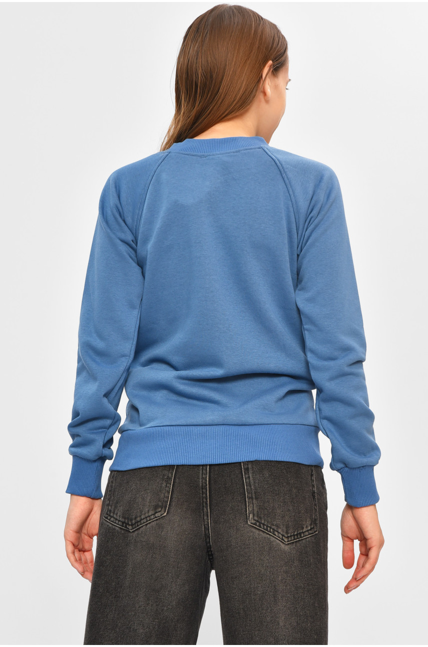 Кофта подростковая для девочки тёмно-синего цвета с принтом 207541