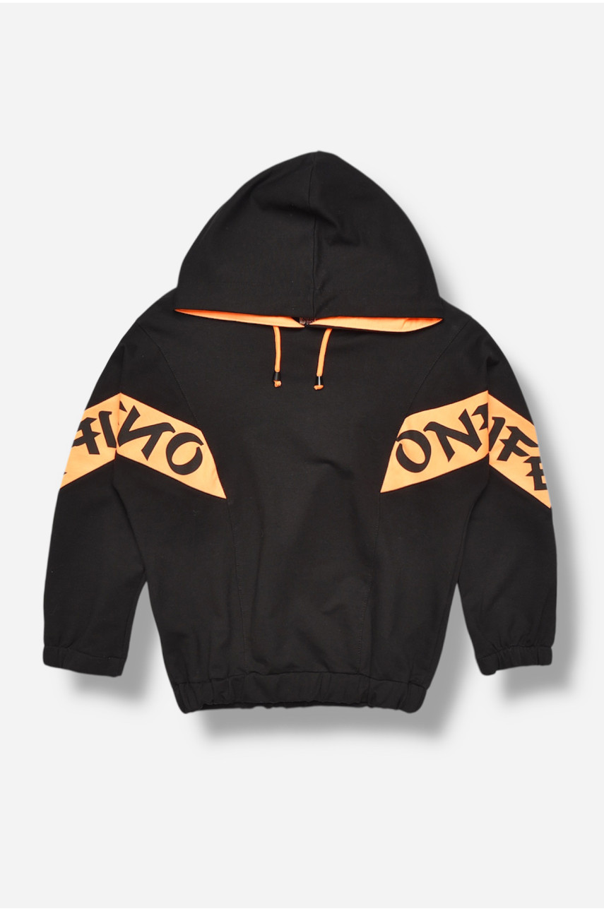 Кофта подростковая для девочки черного цвета с принтом 5504 207566