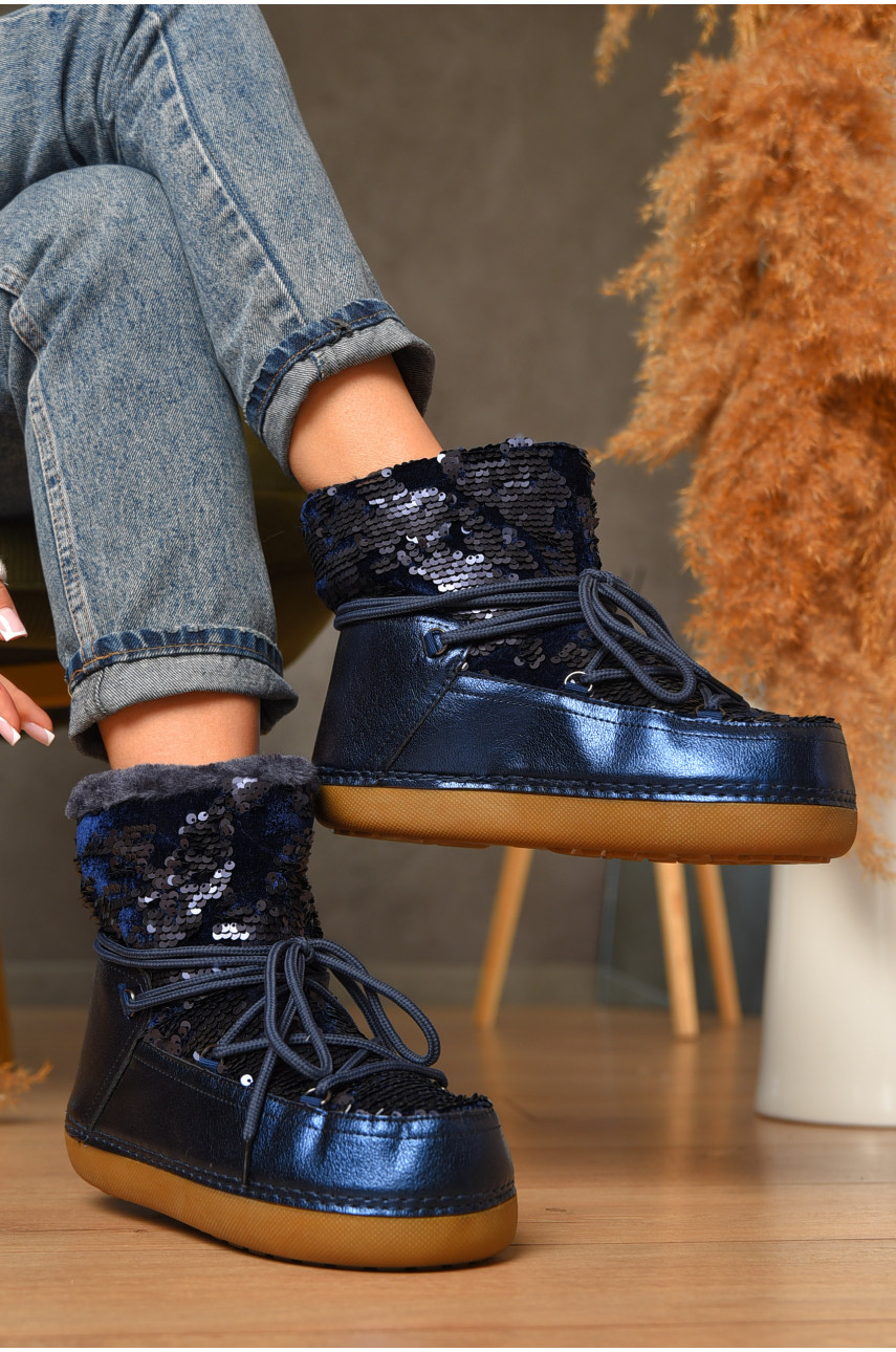 Угги женские на меху синего цвета TBL-3 207569