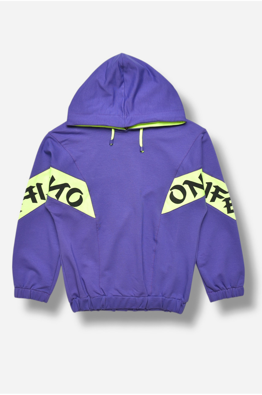 Кофта подростковая для девочки фиолетового цвета с принтом 5504 207570