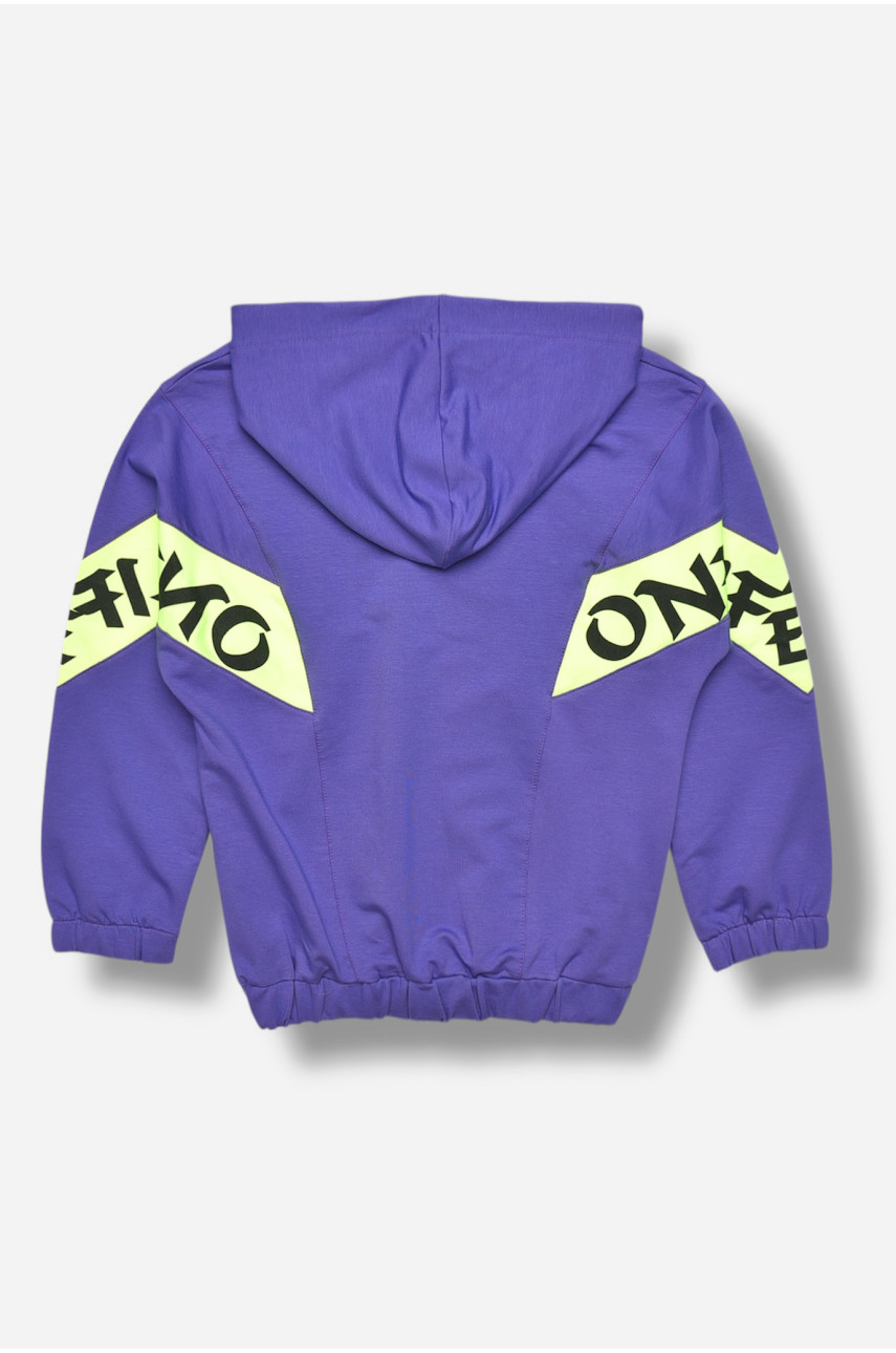 Кофта подростковая для девочки фиолетового цвета с принтом 5504 207570