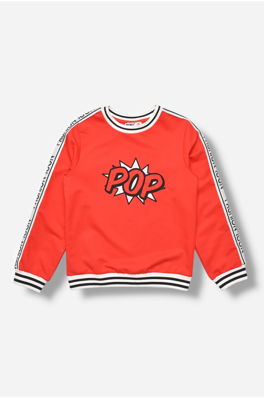 Кофта детская для девочки красного цвета с принтом 31404 207571