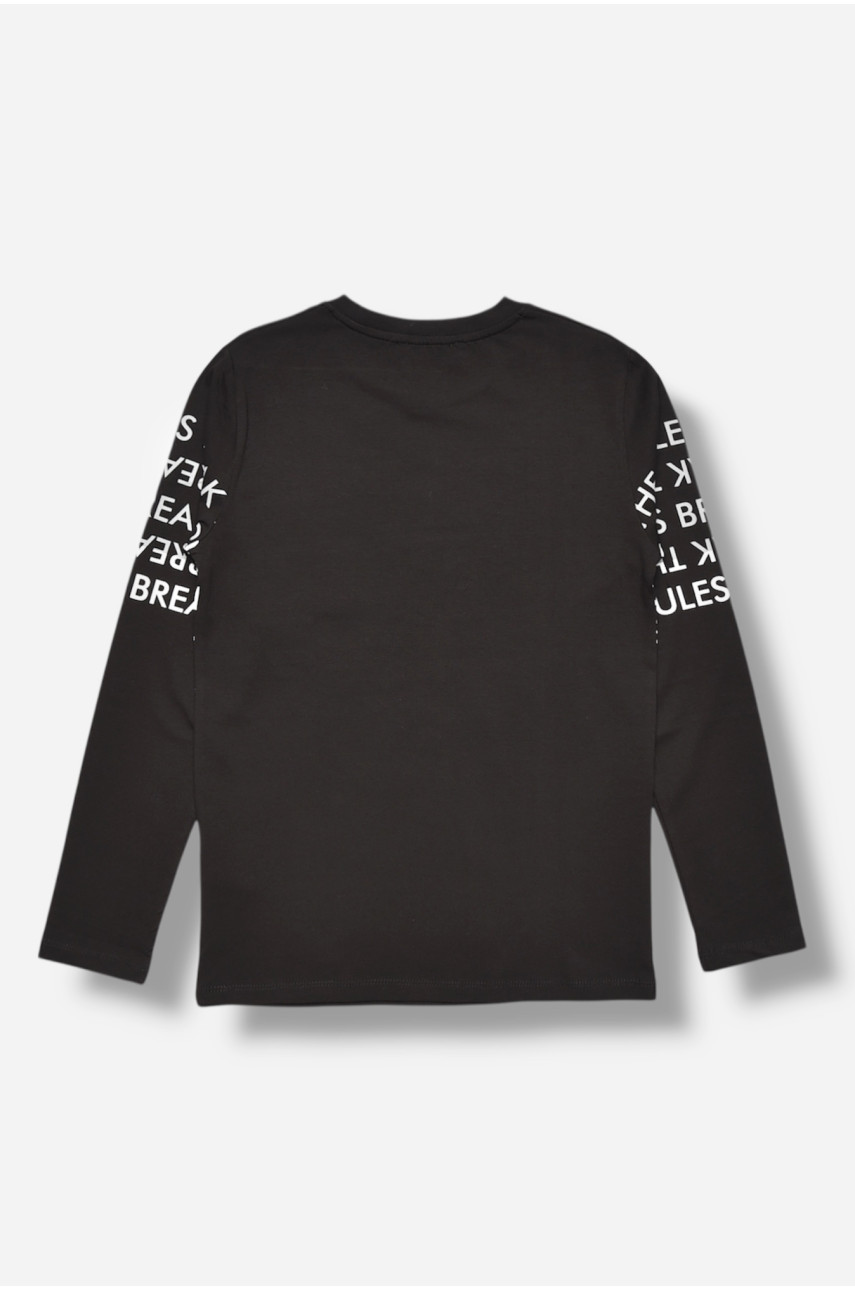 Кофта детская для мальчика черного цвета с принтом 207574