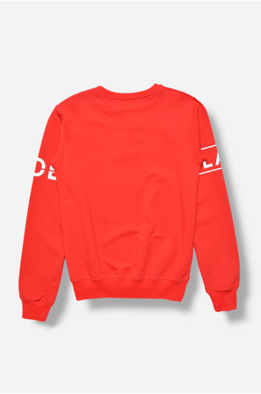 Кофта подростковая для мальчика красного цвета с принтом 1066 207582