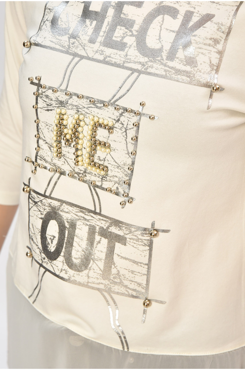 Кофта подростковая для девочки молочного цвета с принтом 207587