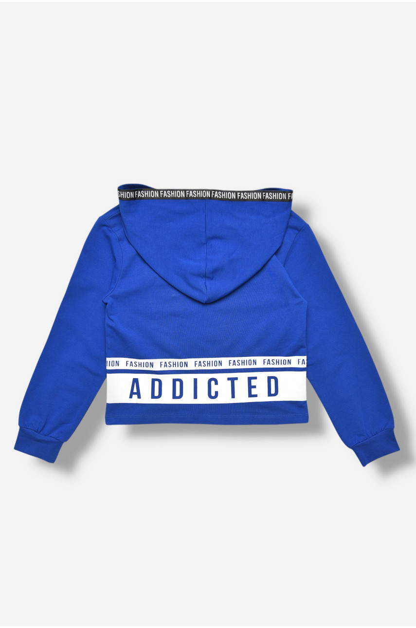Кофта подростковая для девочки синего цвета с принтом 207593