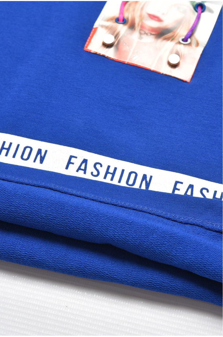 Кофта подростковая для девочки синего цвета с принтом 207593