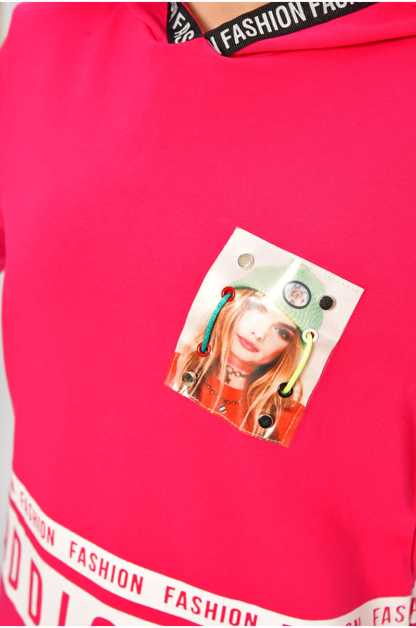 Кофта подростковая для девочки розового цвета с принтом 207594