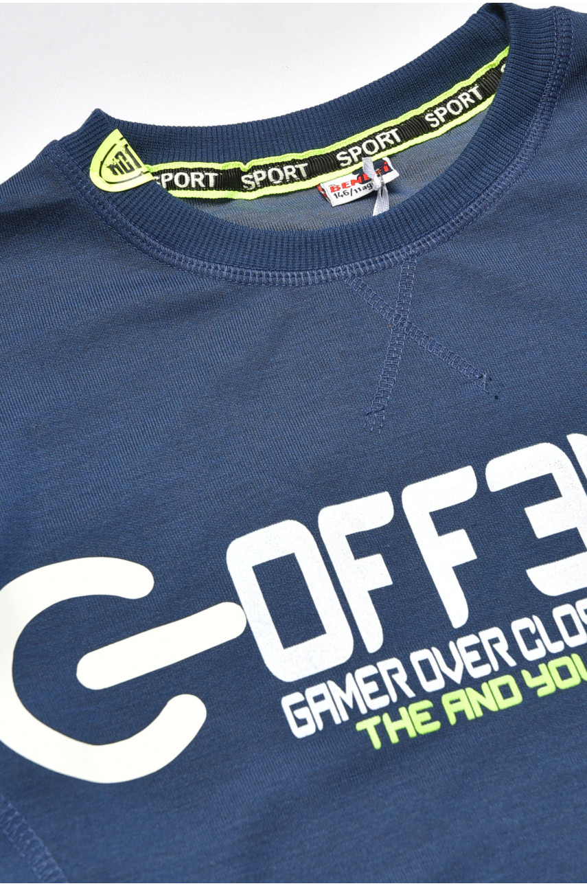 Кофта подростковая для мальчика тёмно-синего цвета с принтом 2638 207596