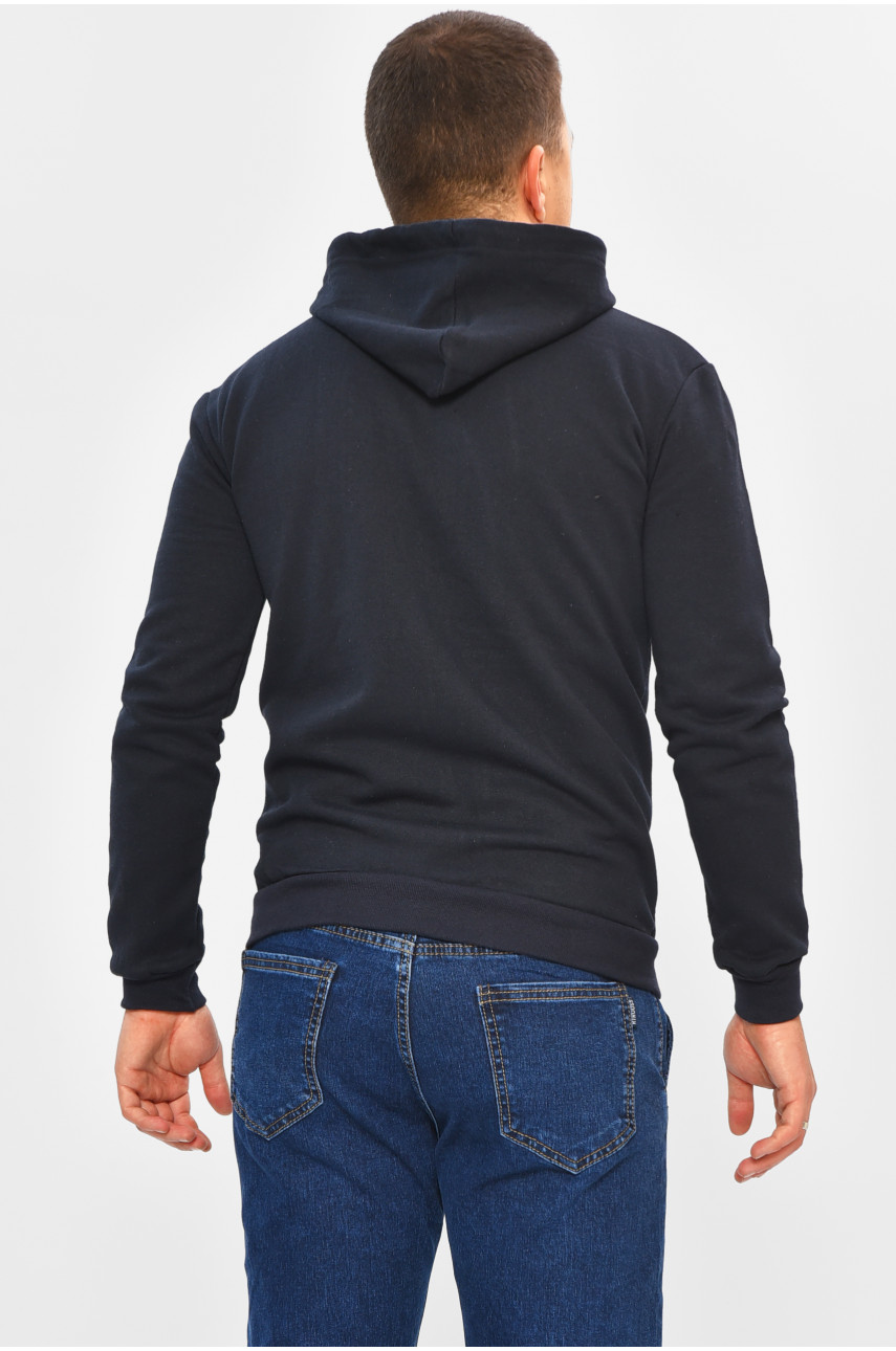 Кофта мужская однотонная на флисе синего цвета 207600