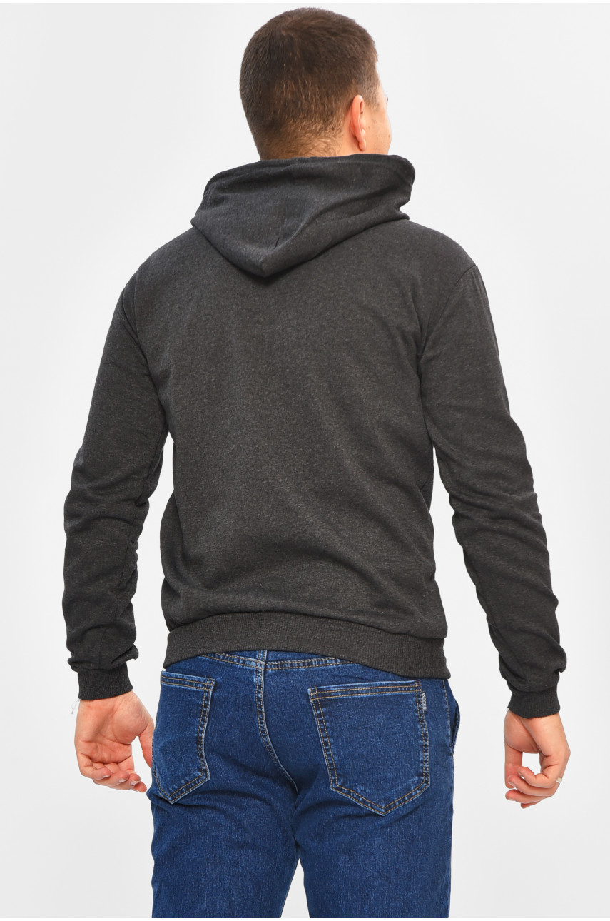 Кофта чоловіча однотонна на флісі темно-сірого кольору 207602