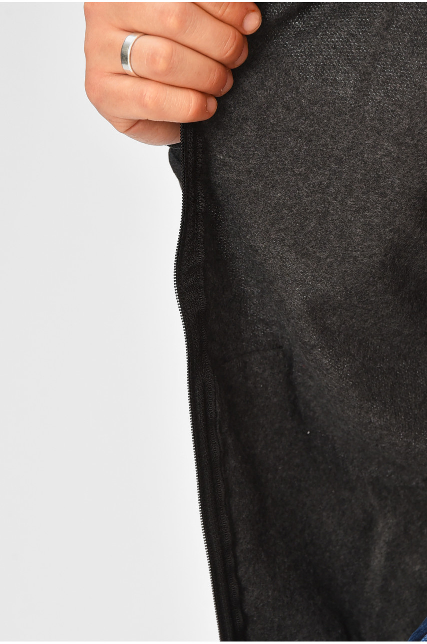 Кофта чоловіча однотонна на флісі темно-сірого кольору 207602