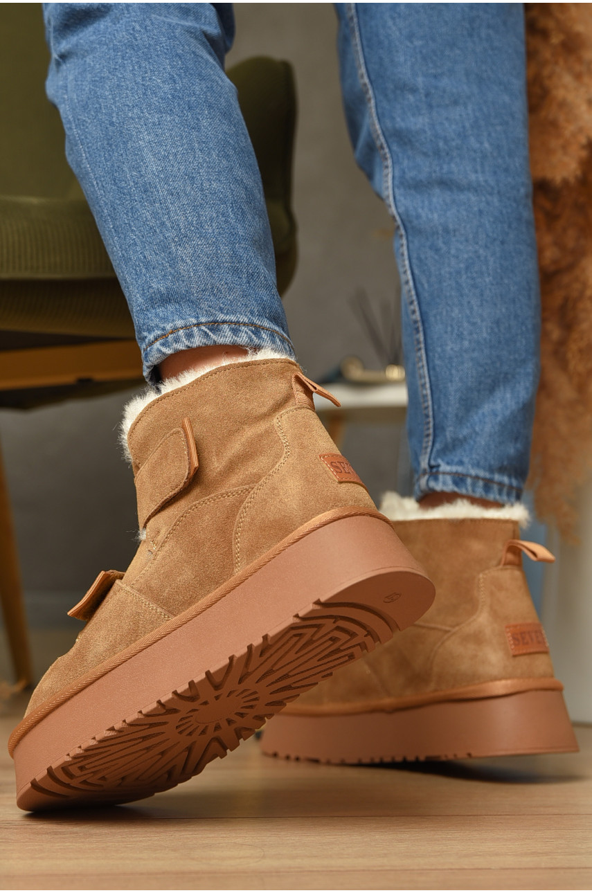 Угги женские на меху песочного цвета К-23 207605