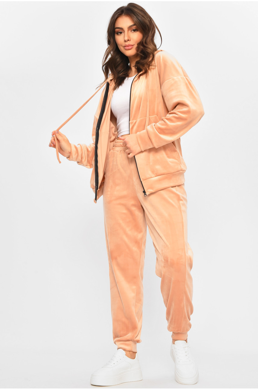 Спортивный костюм женский полубатальный светло-розового цвета 207614