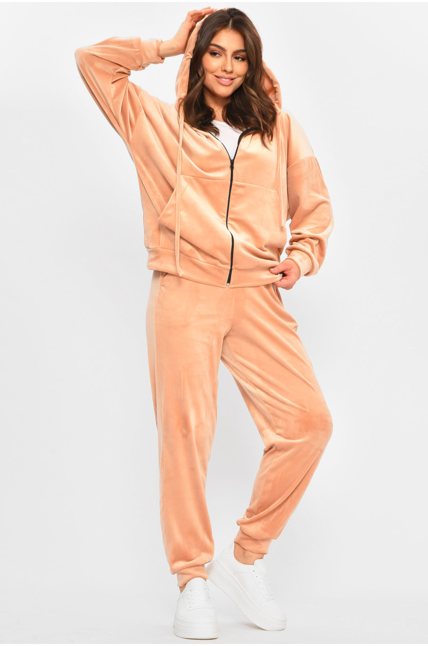 Спортивный костюм женский полубатальный светло-розового цвета 207614