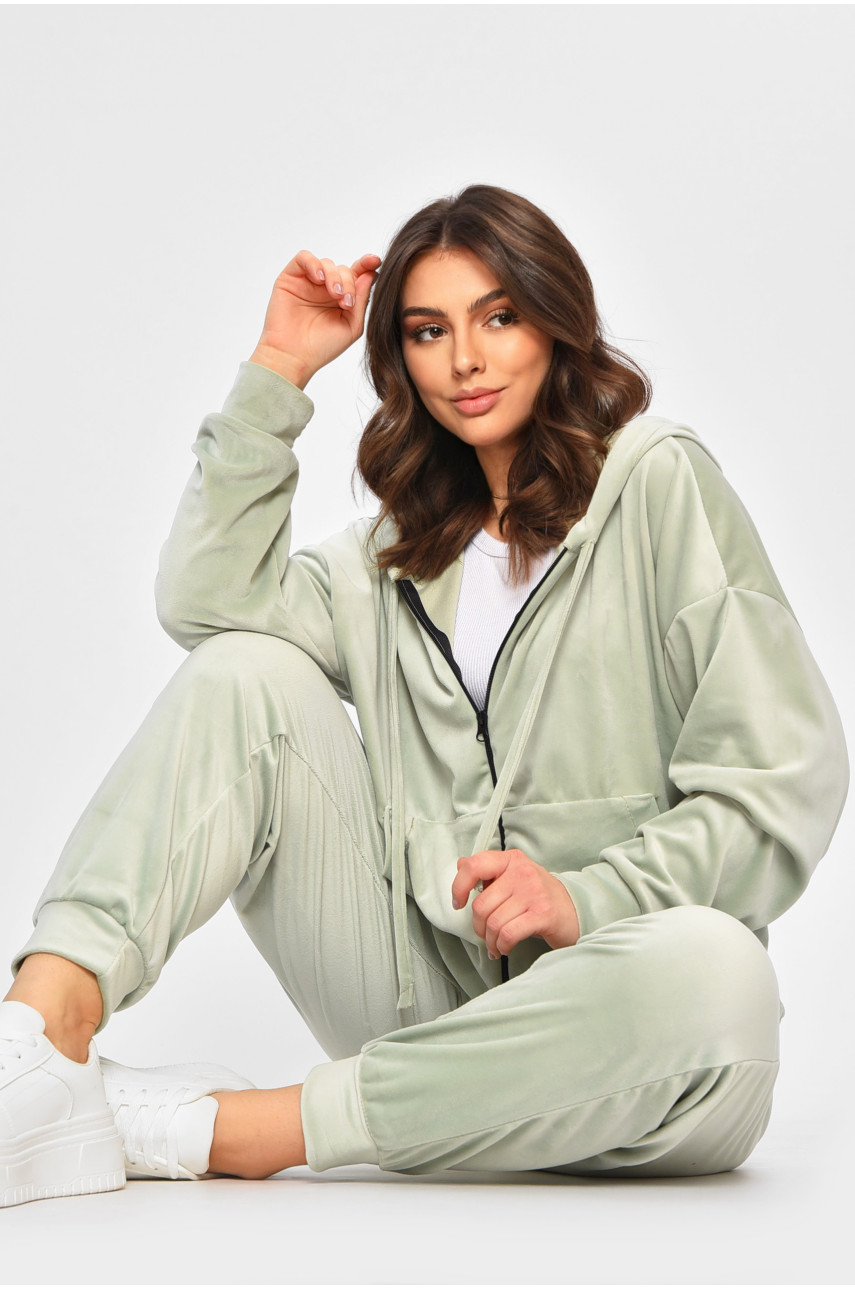 Спортивный костюм женский полубатальный мятного цвета 207615