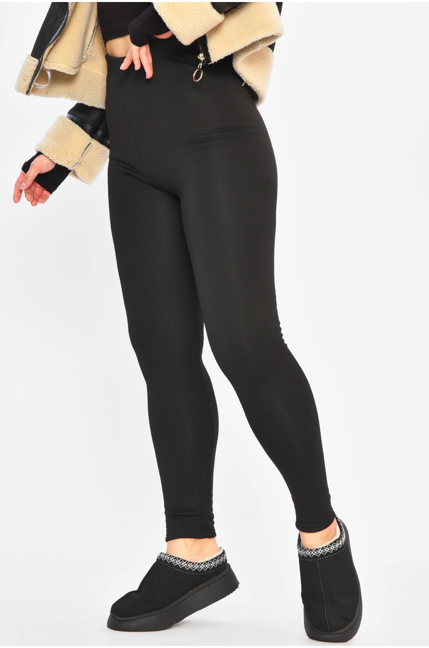 Лосины женские на искусственном меху черного цвета 0052 207617