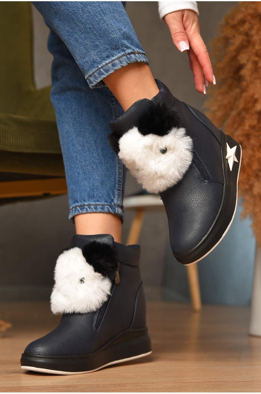 Ботинки женские зимние темно-синего цвета 8553-2 207621