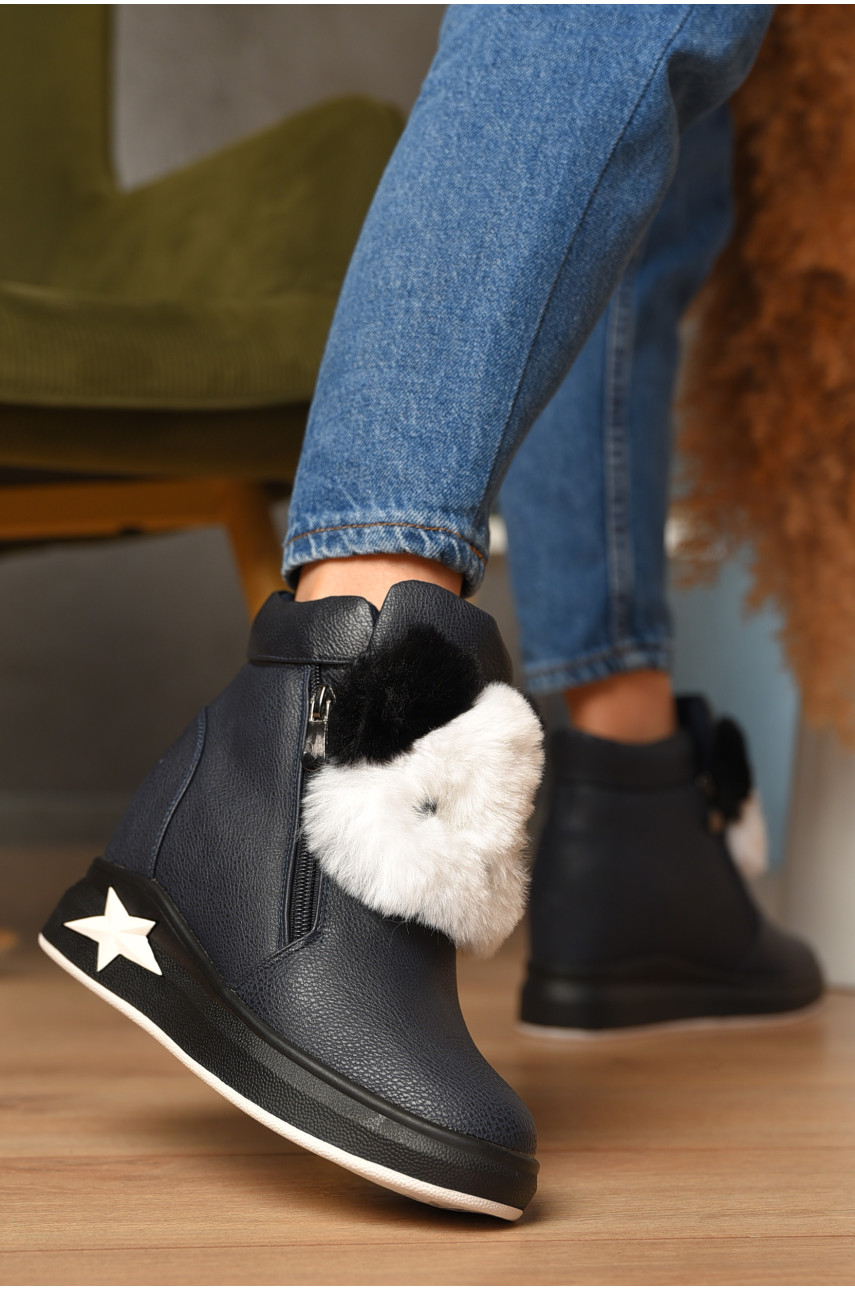 Ботинки женские зимние темно-синего цвета 8553-2 207621