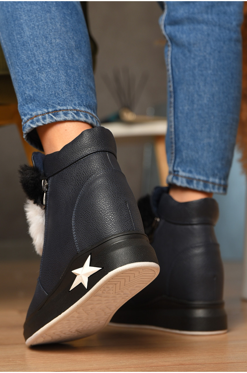 Ботинки женские зимние темно-синего цвета 8553-2 207621