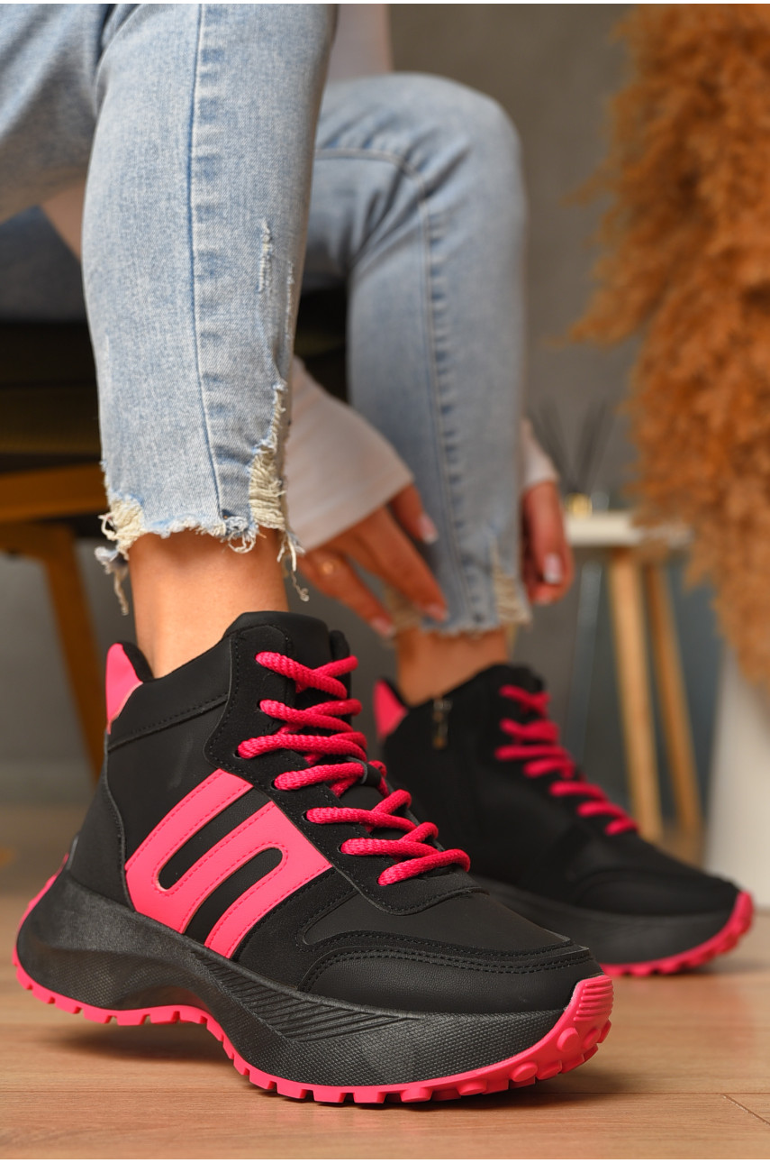 Ботинки женские зимниее черно-розового цвета х553-8 207631