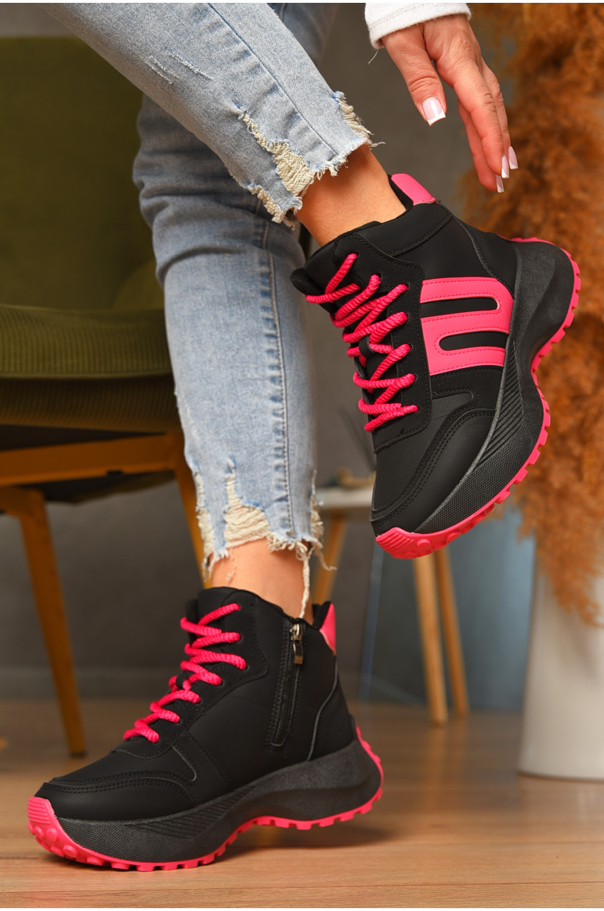 Ботинки женские зимниее черно-розового цвета х553-8 207631