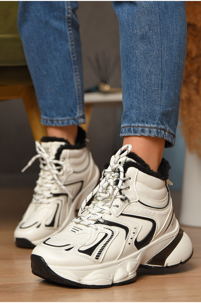 Кроссовки женские белого цвета на меху К908А-1 207634