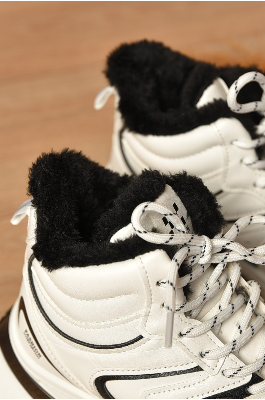 Кроссовки женские белого цвета на меху К908А-1 207634