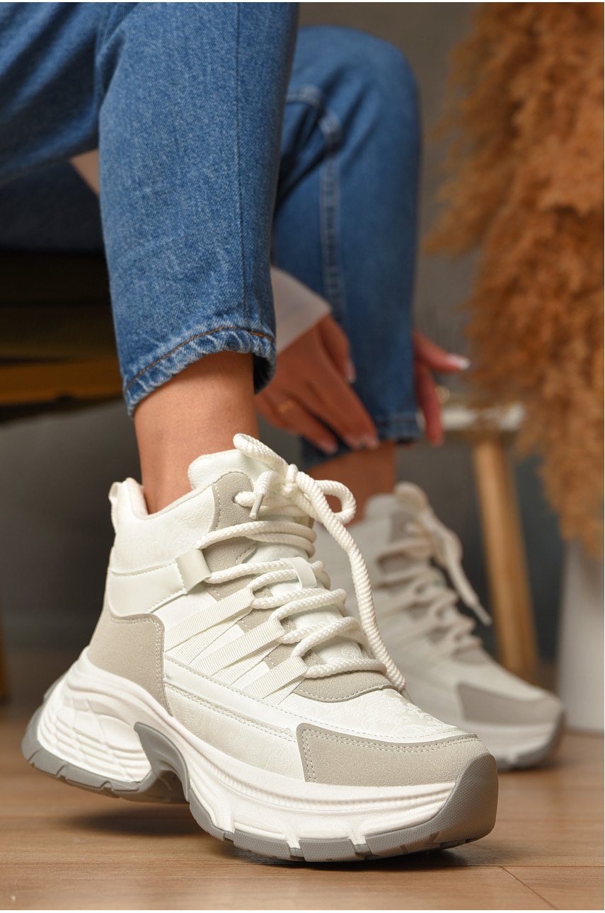 Кроссовки женские белого цвета на меху К916-1 207635