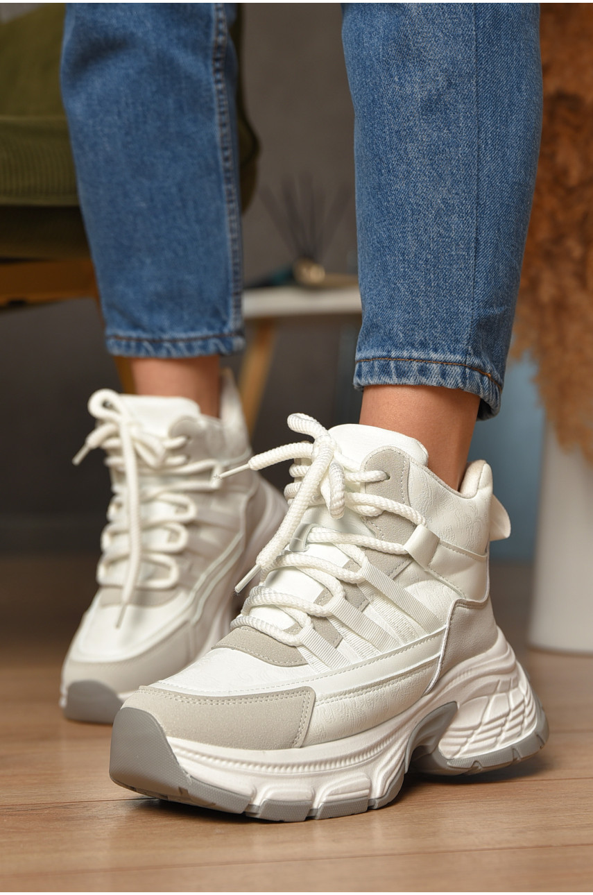 Кроссовки женские белого цвета на меху К916-1 207635