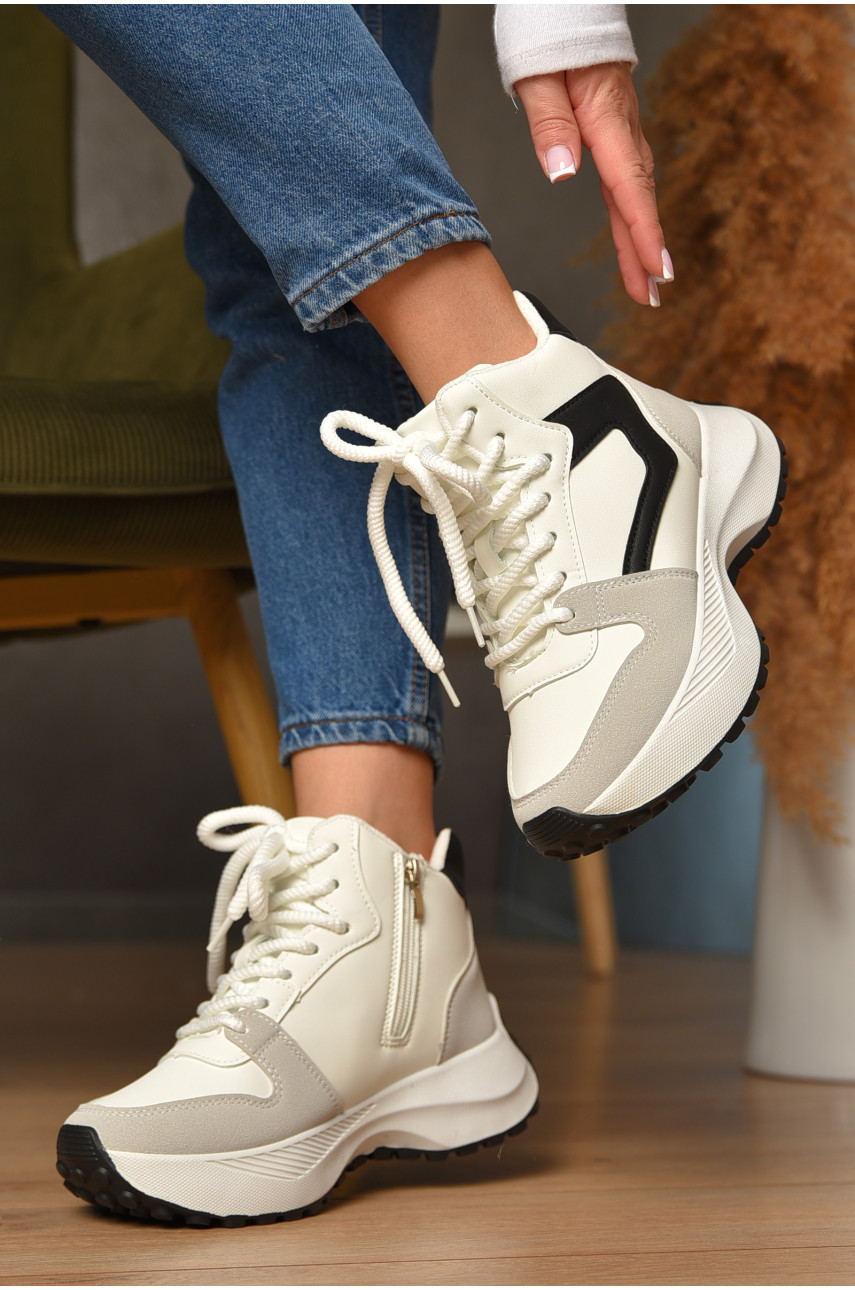 Кроссовки женские белого цвета на меху К925-1 207645