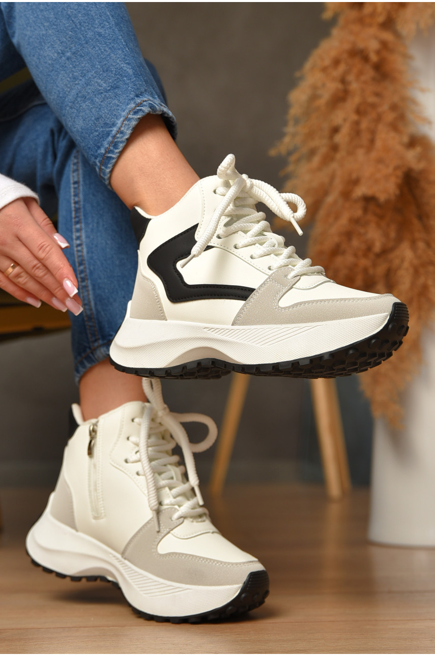 Кроссовки женские белого цвета на меху К925-1 207645