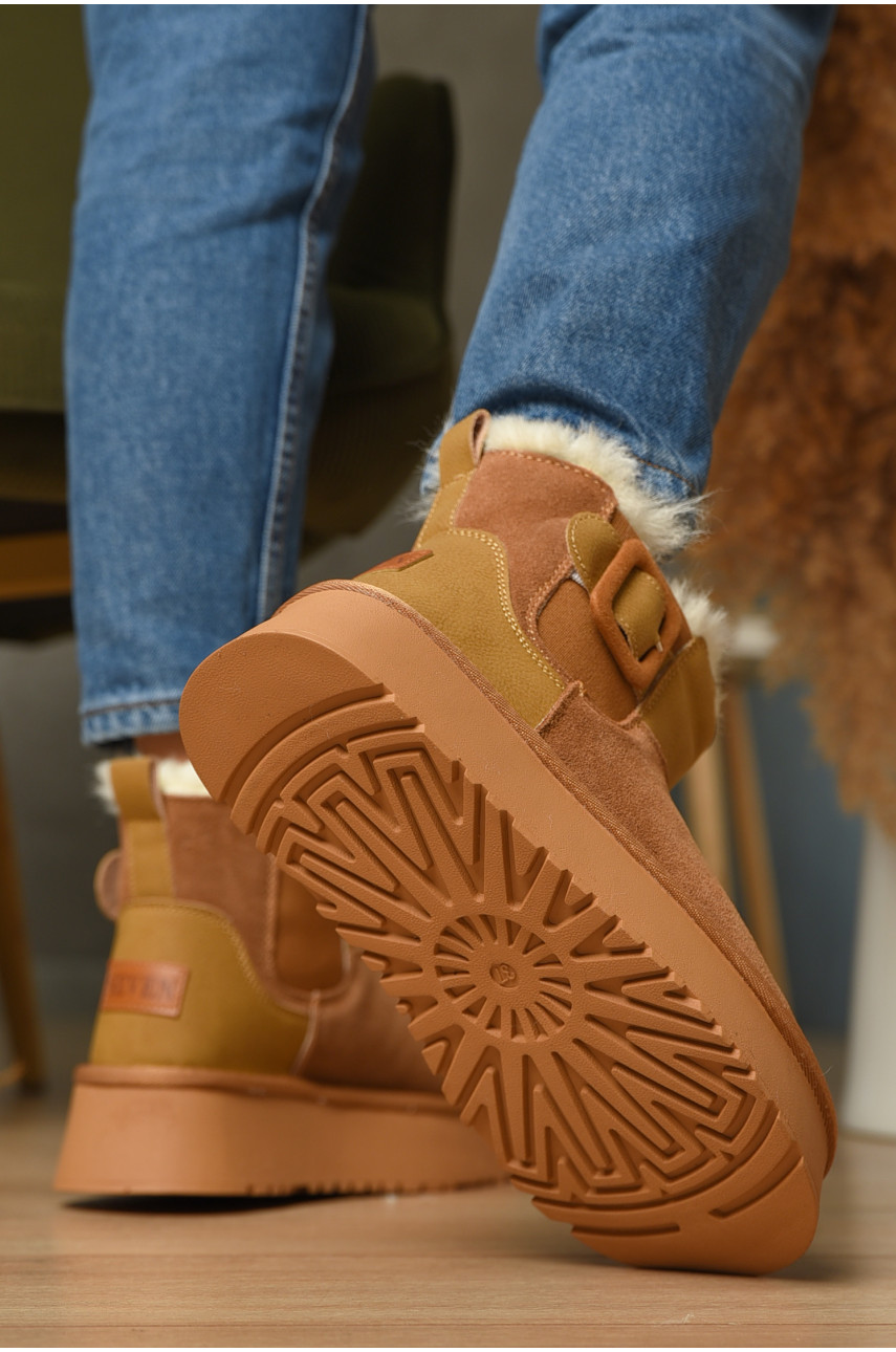 Угги женские на меху песочного цвета К-32 207692