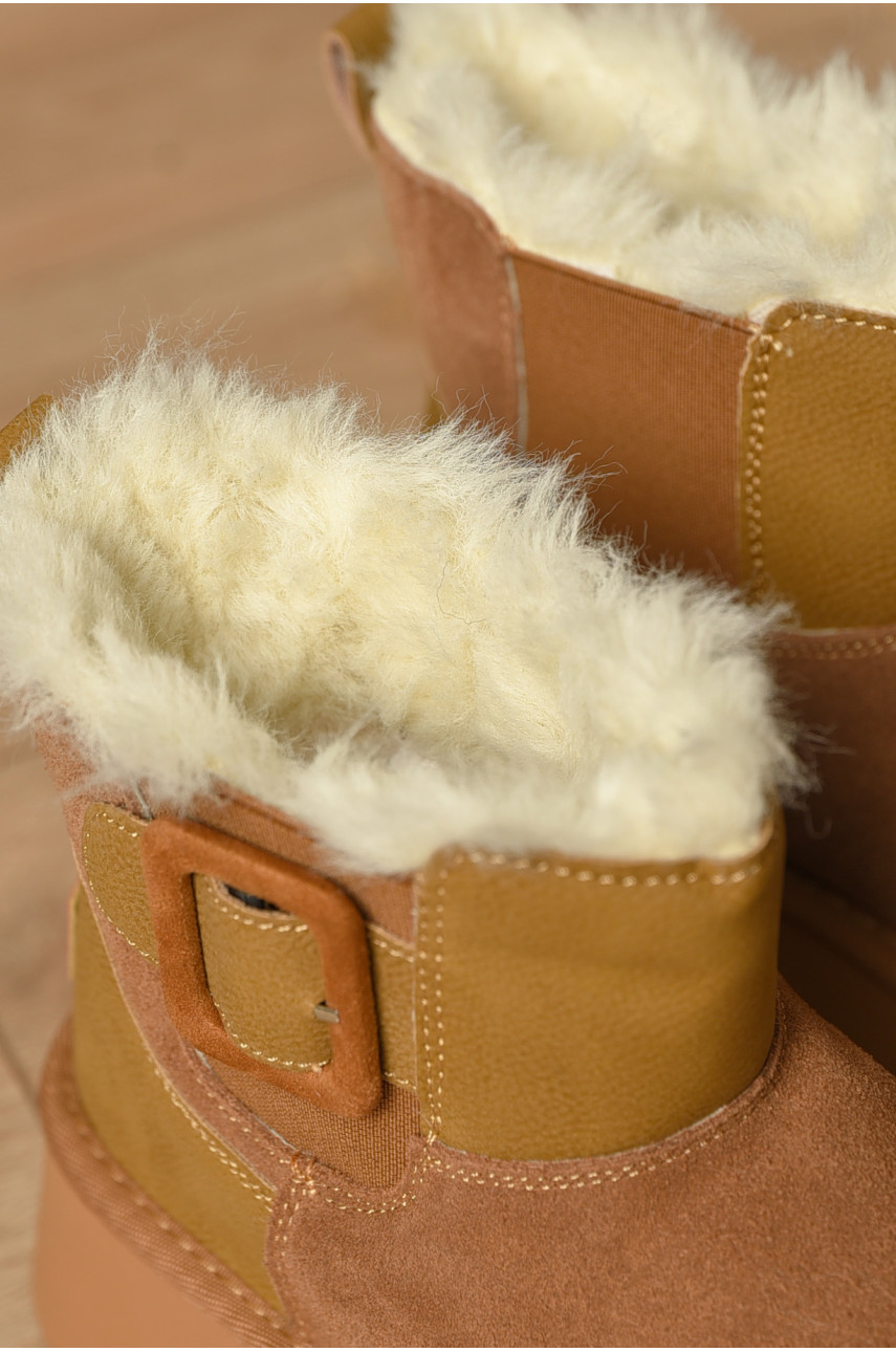 Угги женские на меху песочного цвета К-32 207692