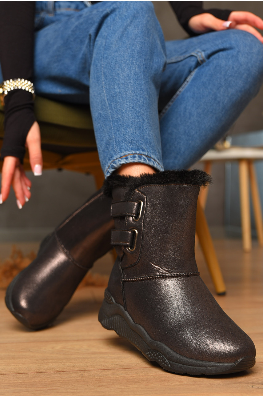 Угги женские темно-коричневого цвета на меху 7413-3 207695
