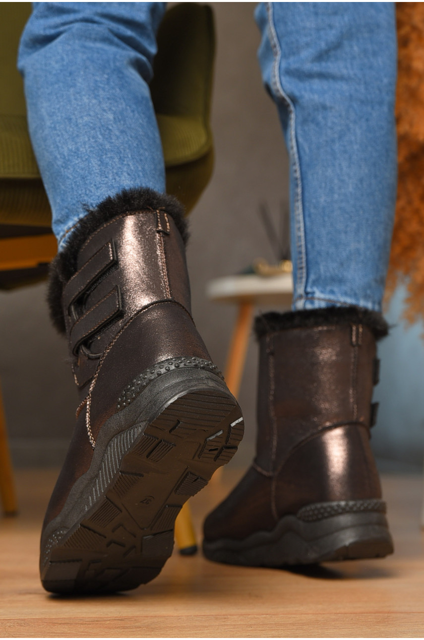 Уггі жіночі темно-коричневого кольору на хутрі 7413-3 207695