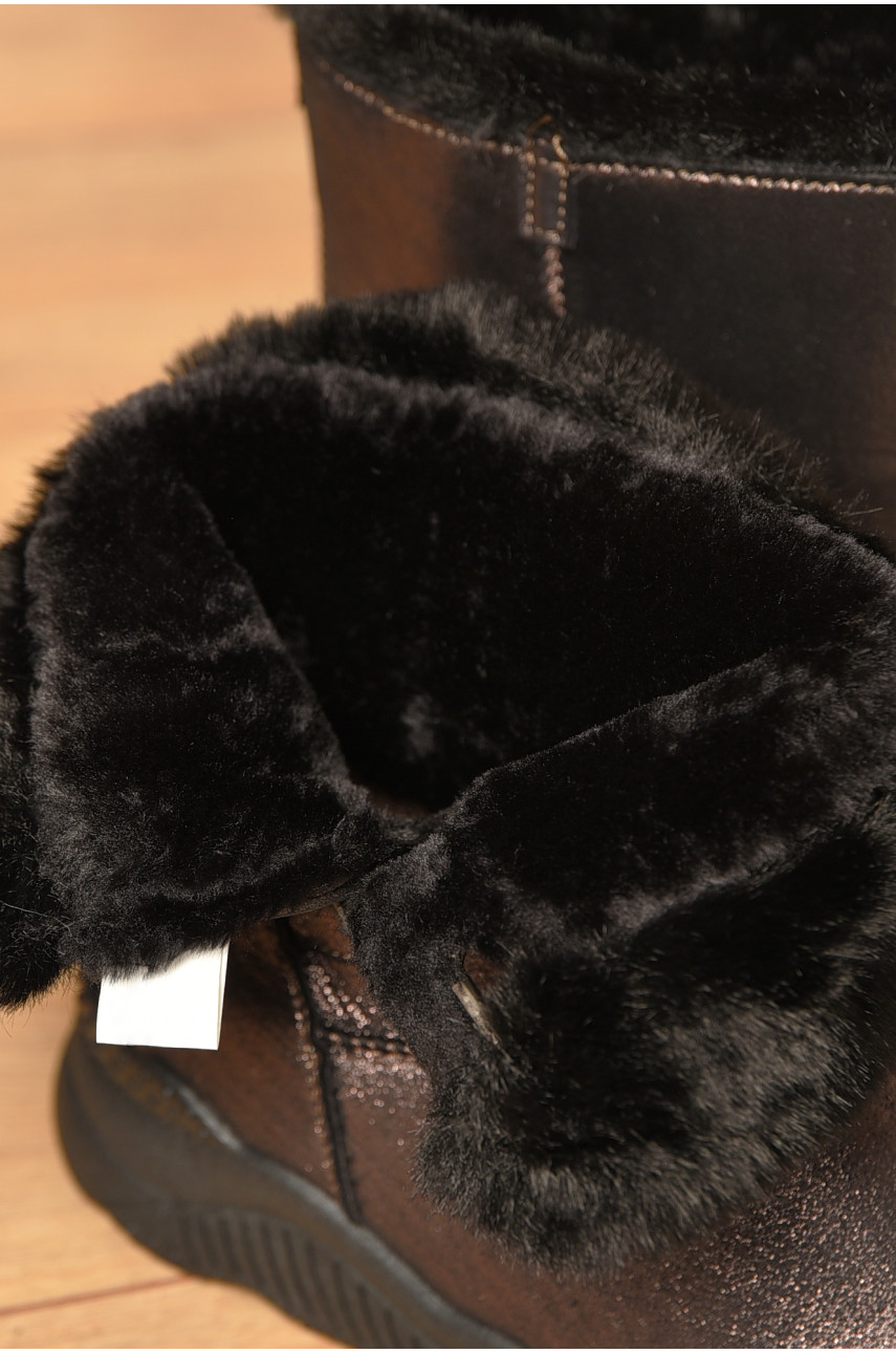 Уггі жіночі темно-коричневого кольору на хутрі 7413-3 207695