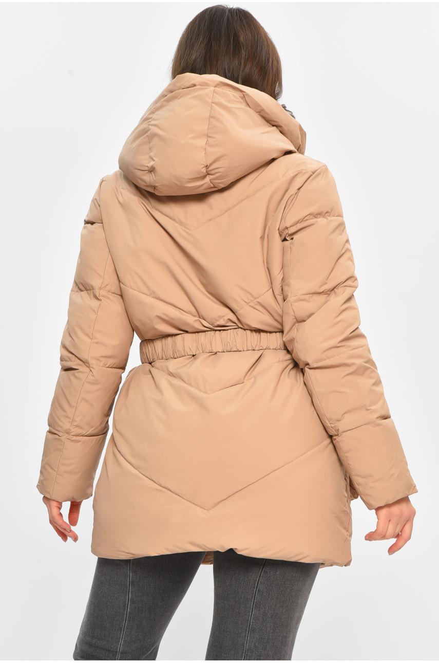 Куртка жіноча однотонна зимова кольору мокко VL23-106 207696