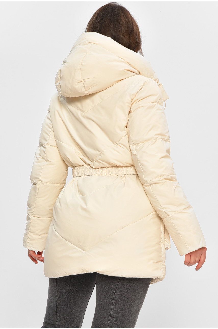 Куртка жіноча однотонна зимова молочного кольору VL23-106 207698