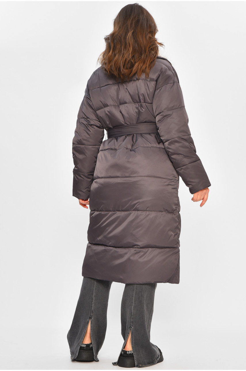 Куртка жіноча подовжена зимова темно-сірого кольору 5602 207700