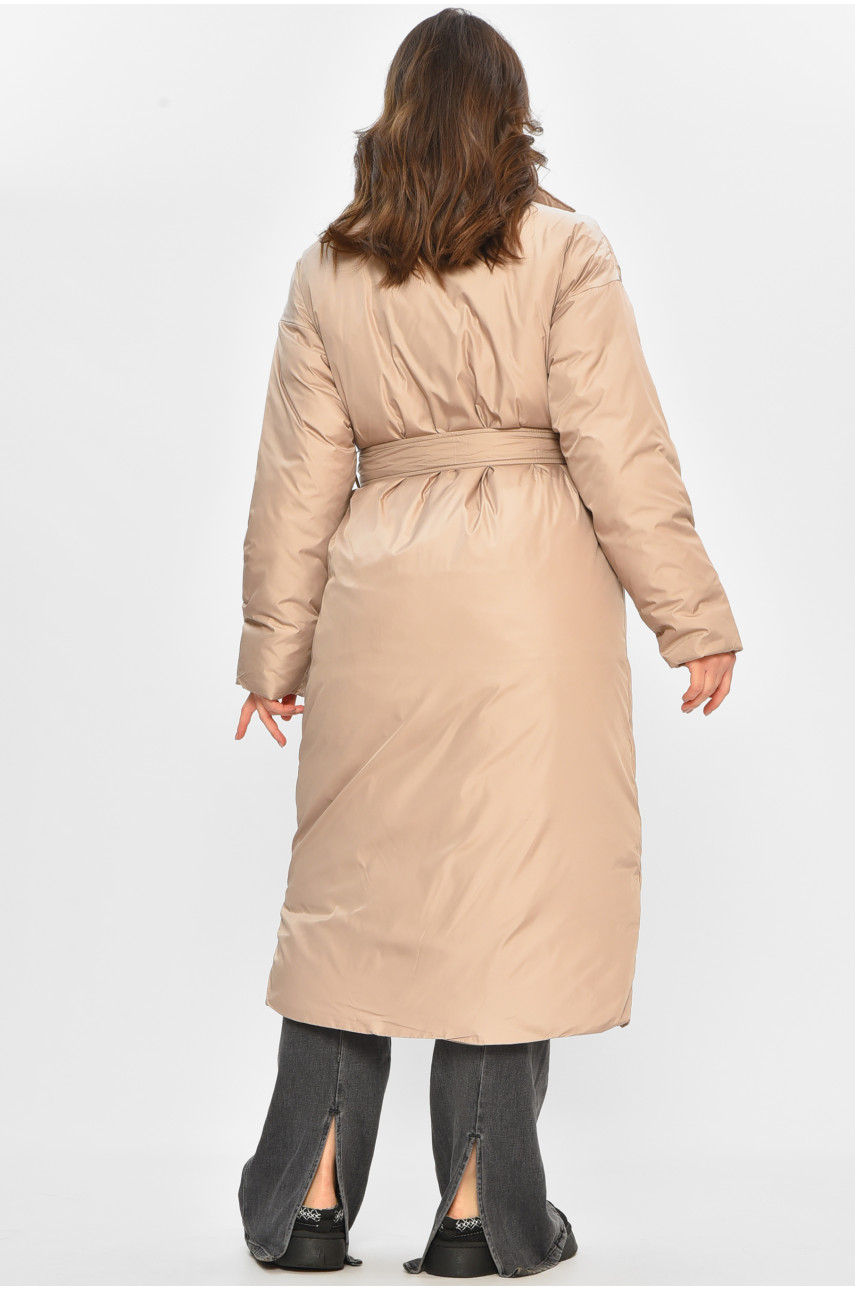 Куртка жіноча подовжена зимова бежевого кольору 5617 207703