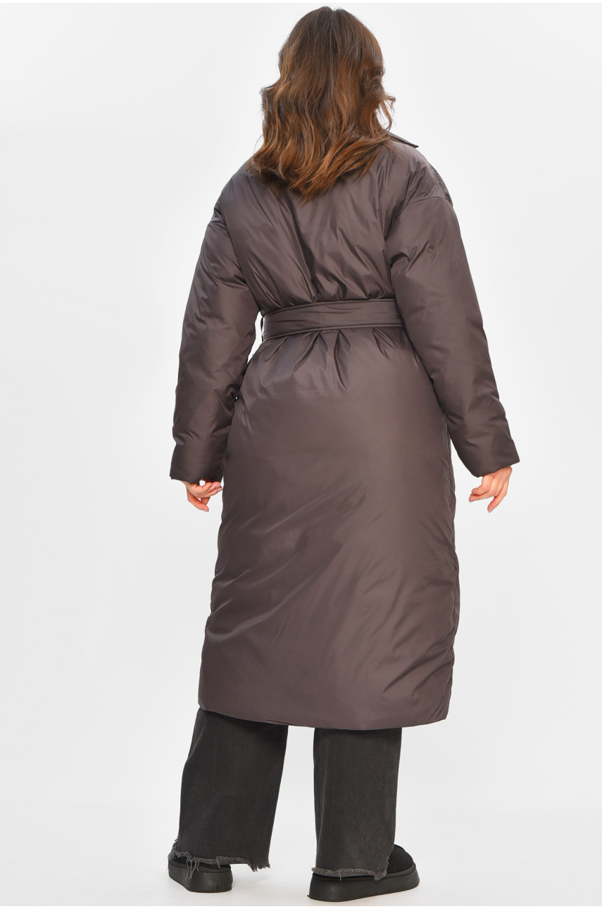 Куртка жіноча подовжена зимова шоколадного кольору 5617 207709